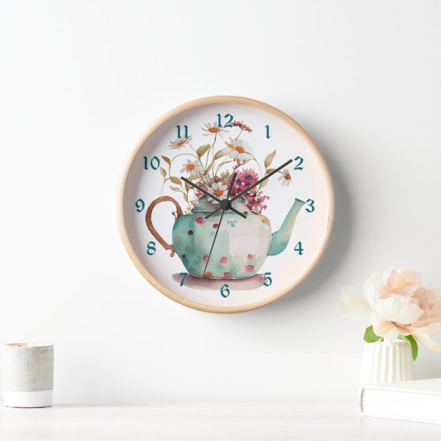Retro-Aquarellblütentheater Uhr (Zuhause)