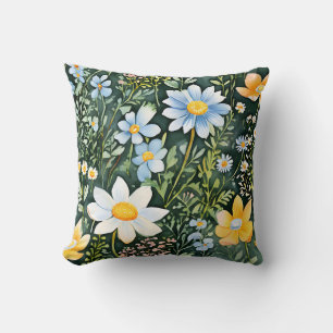Retro Aquarellfarben Wildblumen Nahtloses Muster Kissen