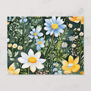 Retro Aquarellfarben Wildblumen Nahtloses Muster Postkarte