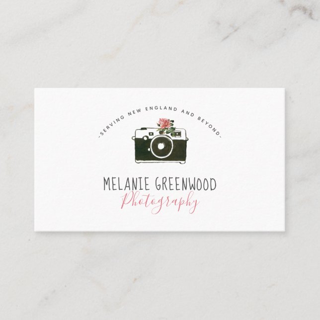 Retro Aquarellkamera Fotograf-Visitenkarte Visitenkarte (Vorderseite)