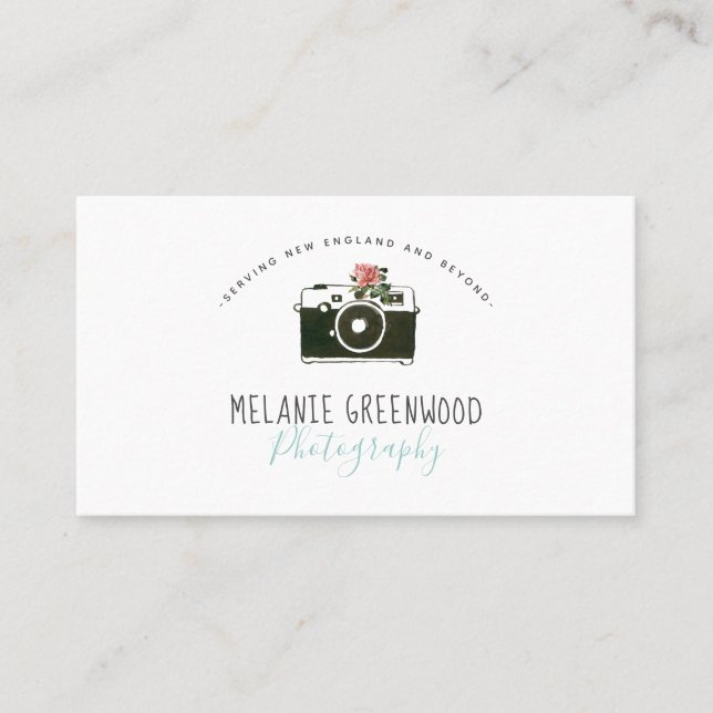 Retro Aquarellkamera Fotograf-Visitenkarte Visitenkarte (Vorderseite)
