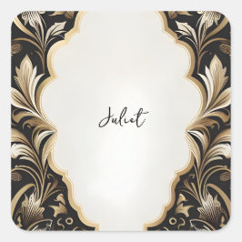 Retro Arabic Bold Damask Brautparty Quadratischer Aufkleber