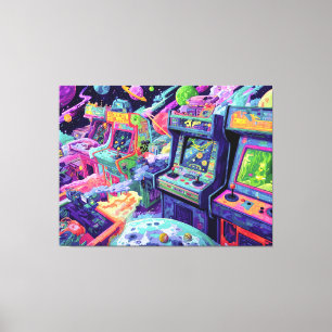 Retro-Arcade-Automaten im Weltraum Leinwanddruck