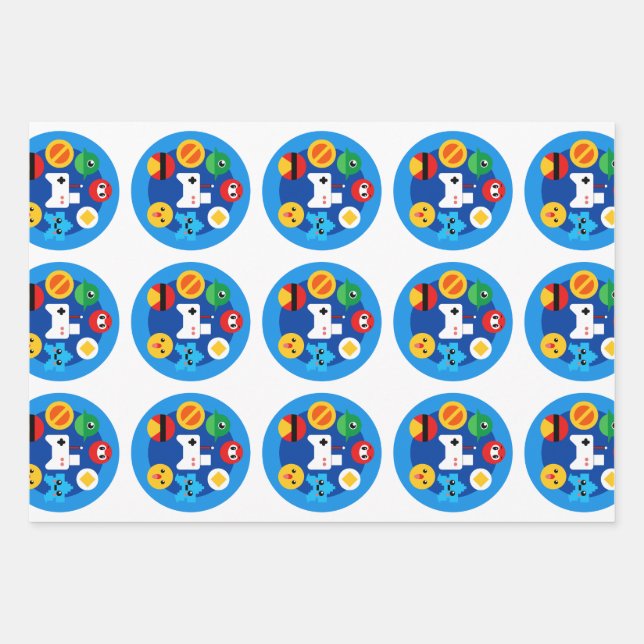 Retro Arcade Fun Geschenkpapier Set (Vorderseite 2)