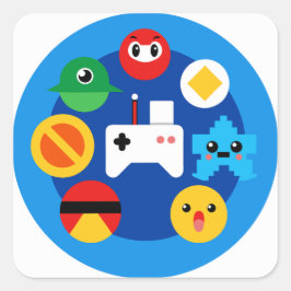 Retro Arcade Fun Quadratischer Aufkleber