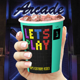 Retro Arcade Game Kids 1. Geburtstag Party Pappbecher