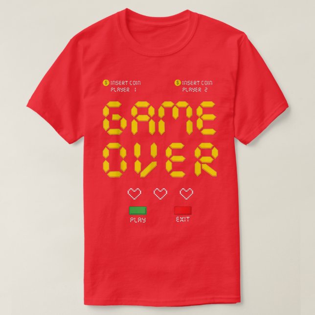 Retro Arcade Game Over Graphic Tee Unise Adults Ki (Design vorne)