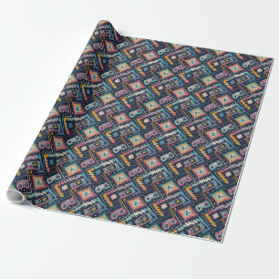 Retro-Arcade-Geek-Gaming-Glitch- und Pixelmuster Geschenkpapier