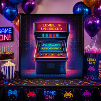 Retro-Arcade-Level-Up-Geburtstagsposter