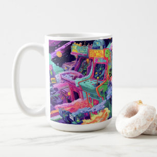 Retro-Arcade-Maschinen im Weltraum Kaffeetasse