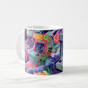 Retro-Arcade-Maschinen im Weltraum Kaffeetasse