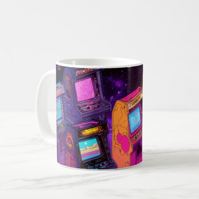 Retro-Arcade-Maschinen Kaffeetasse (Vorderseite Links)