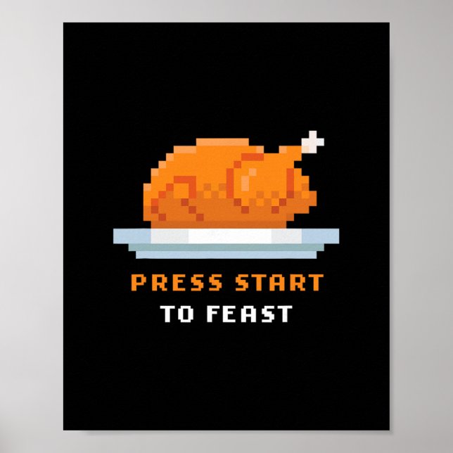 Retro-Arcade-Pixelspiel Truthahn – Drücke Start T Poster (Vorne)