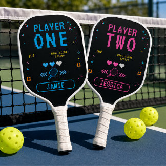 Retro-Arcade-Spieler Eins Personalisierter Pickleb Pickleball Schläger