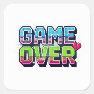 Retro-Arcade-Stil Game Over Text Quadratischer Aufkleber