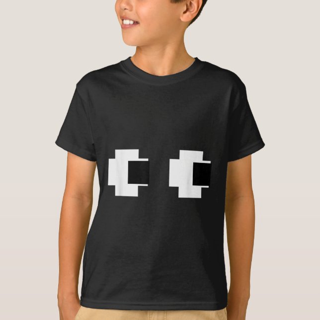 Retro-Arcade-Videospiel-Geister-Augen-Halloween-Gr T-Shirt (Vorderseite)
