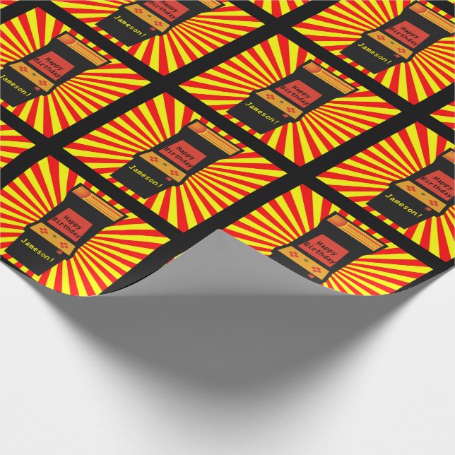 Retro Arcade-Videospiel-personalisierter Geschenkpapier (Ecke)