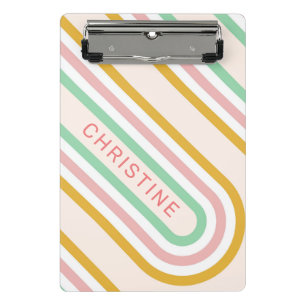 Retro Arch Lines Pastel Pink Minimal Mini Klemmbrett