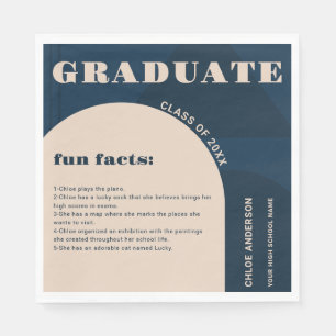 Retro Arch Navy Blue Fun Fakten Abschluss Serviette