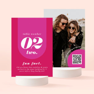 Retro Arch Pink & Magenta Paare Spaß Fakt und Foto Tischnummer
