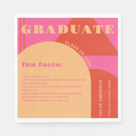 Retro Arch Pink & Orange Fun Fakten Abschluss Serviette