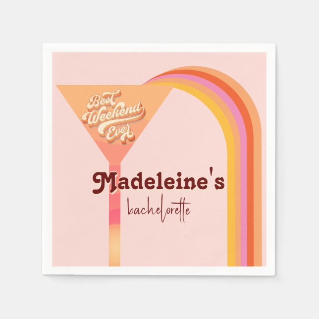 Retro Arch Vintag Sunset Abstrakt Bachelorette Serviette (Vorderseite)