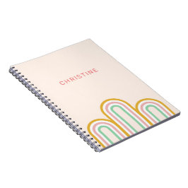 Retro Arched Stripes Pastel Pink Minimal Notizblock