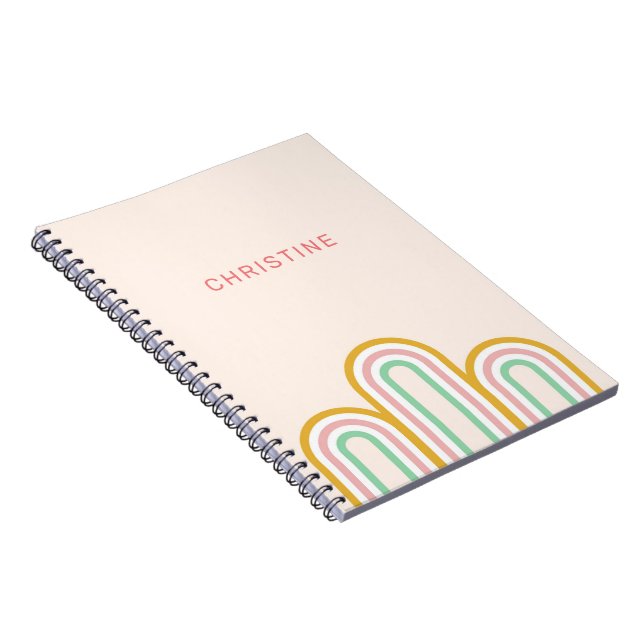 Retro Arched Stripes Pastel Pink Minimal Notizblock (Rechte Seite)
