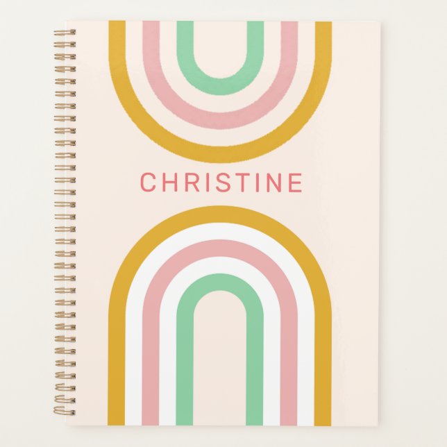 Retro Arched Stripes Pastel Pink Minimal Planer (Vorderseite)