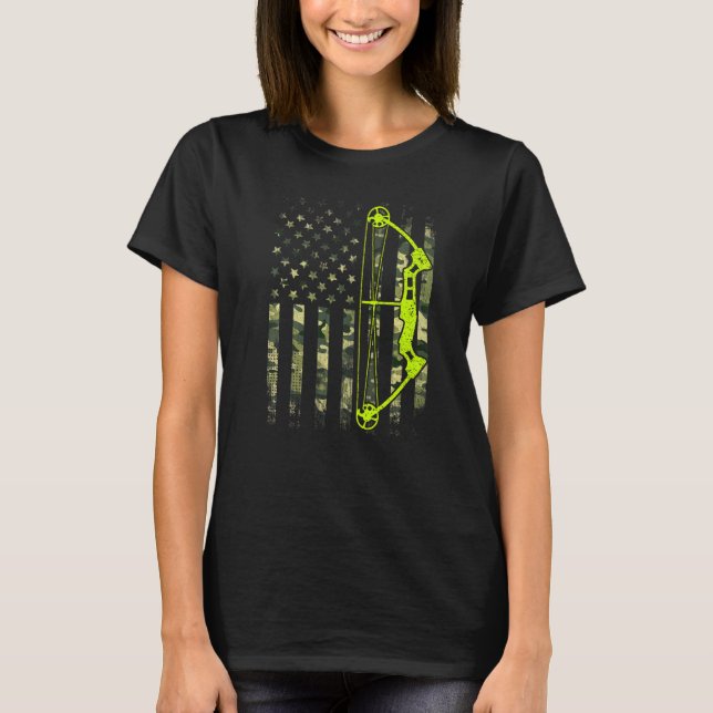 Retro Archery Compound Bow Usa Flag Archer 4. T-Shirt (Vorderseite)