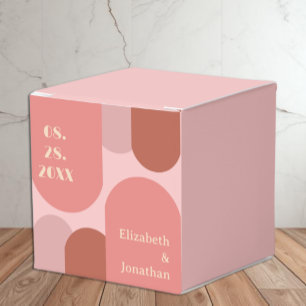 Retro Arches Coral Pink Wedding Geschenkschachtel