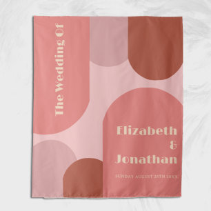 Retro Arches Coral Pink Wedding Wandteppich