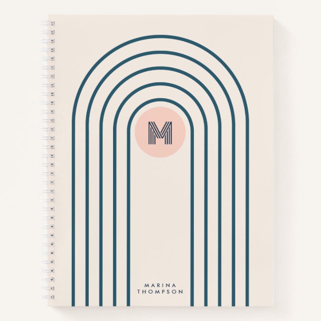 Retro-Arches mit Abstrakten geometrischen Linien Notizbuch (Vorderseite)