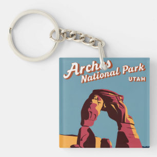 Retro Arches Nationalpark Utah Illustration Schlüsselanhänger