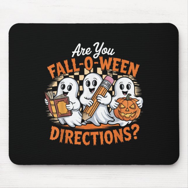 Retro Are You Fall O Ween Directions Ghost Hallowe Mousepad (Vorne)