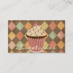 Retro-Argyle-Cupcake-Bäckerei Visitenkarte