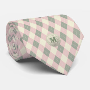 Retro Argyle Monogramm Golfball Krawatte