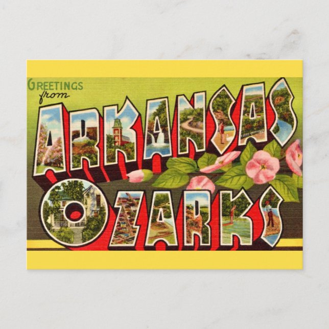 Retro Arkansas Ozarks Postkarte (Vorderseite)