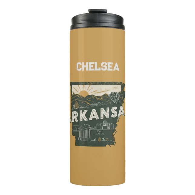 Retro Arkansas Staat Personalisiert Thermosbecher (Vorderseite)