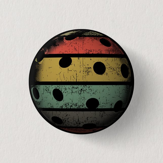 Retro Art beunruhigte Pickleball Kunst Button (Vorderseite)