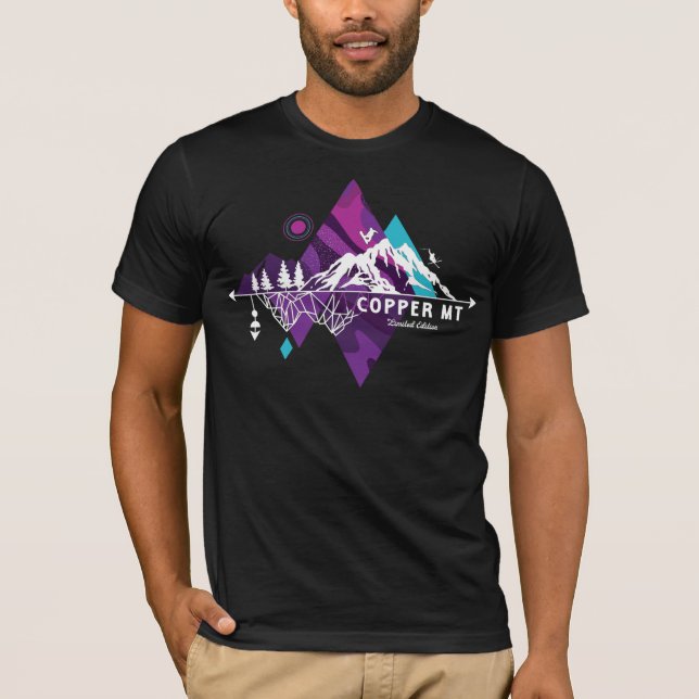 Retro Art Boho Copper Mountain Ski T-Shirt (Vorderseite)