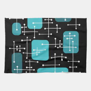Retro Art Crosshairs Black Aquamarin Geschirrtuch