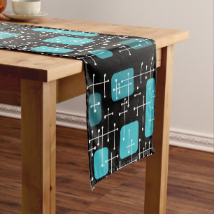 Retro Art Crosshairs Black Aquamarin Kurzer Tischläufer