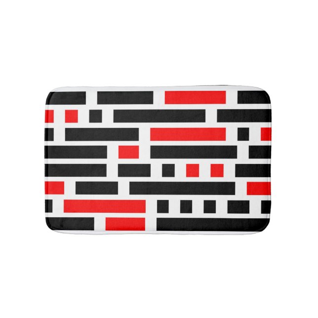 Retro Art Déco Abstraktes Design Schwarz Muster Badematte (Vorderseite)