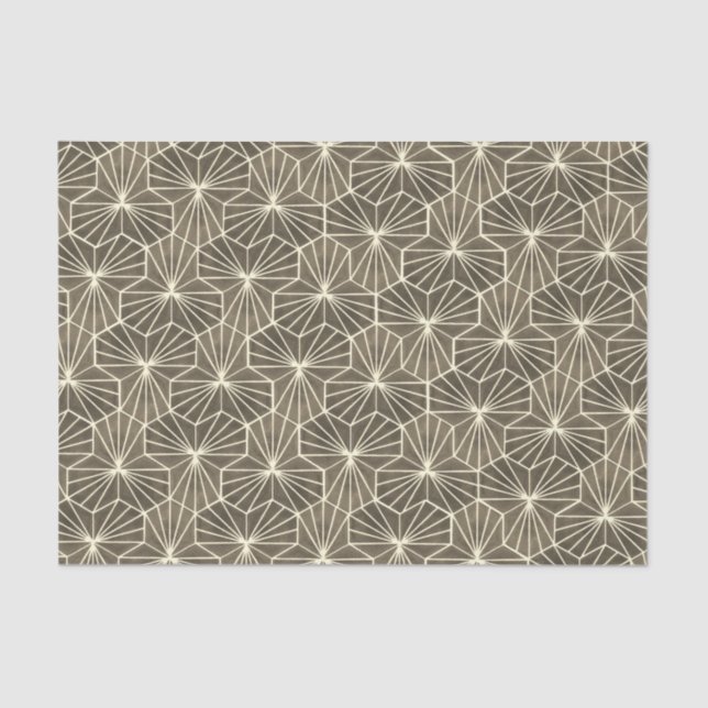 Retro Art Deco Beige Brown Geometric Pattern Seidenpapier (Vorderseite)