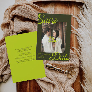 Retro Art Deco Chartreuse Foto Save the Date