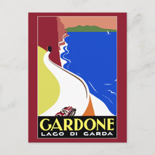 Retro-Art Deco Gardone Riviera Italien Reise Postkarte