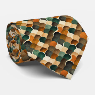 Retro-Art Deco-Geometrie in warmem Gold und Grün Krawatte