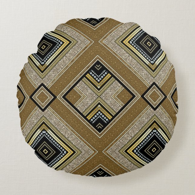Retro Art Deco Glam Rundkissen Rundes Kissen (Vorderseite)