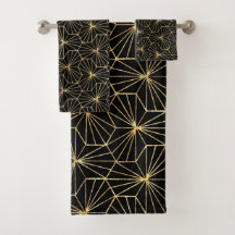 Retro Art Deco Gold Black Geometric Pattern
